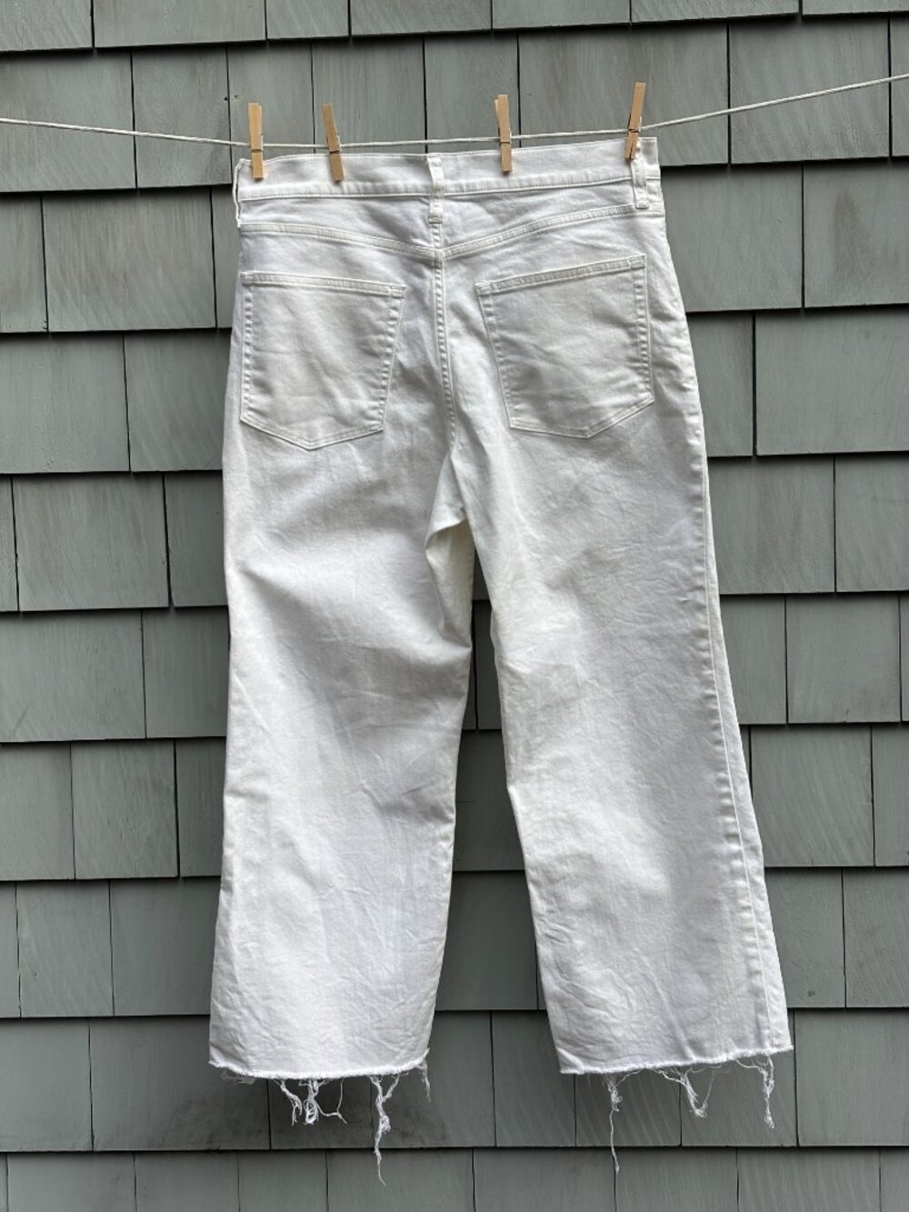 J.Crew White Wide Leg Crop Jeans Raw Hem Size 30 US 10 Like New $148 - Picture 2 of 4